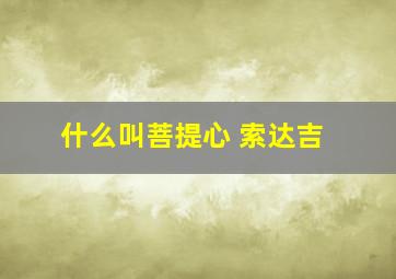 什么叫菩提心 索达吉